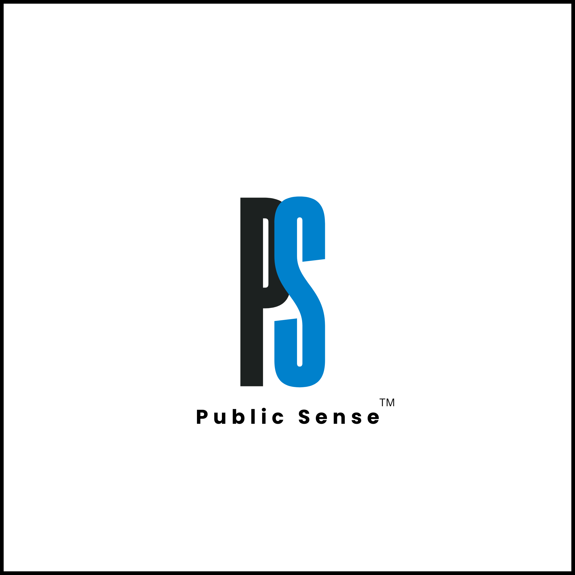 Public Sense PS mark in black and blue